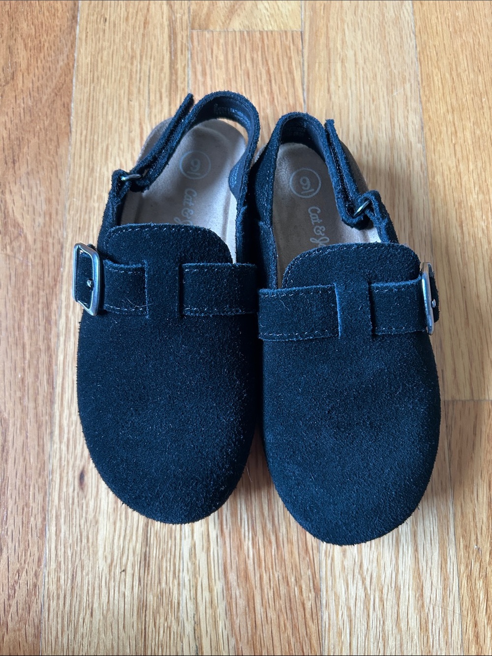 Cat & Jack Black Suede Buckle Mary Janes